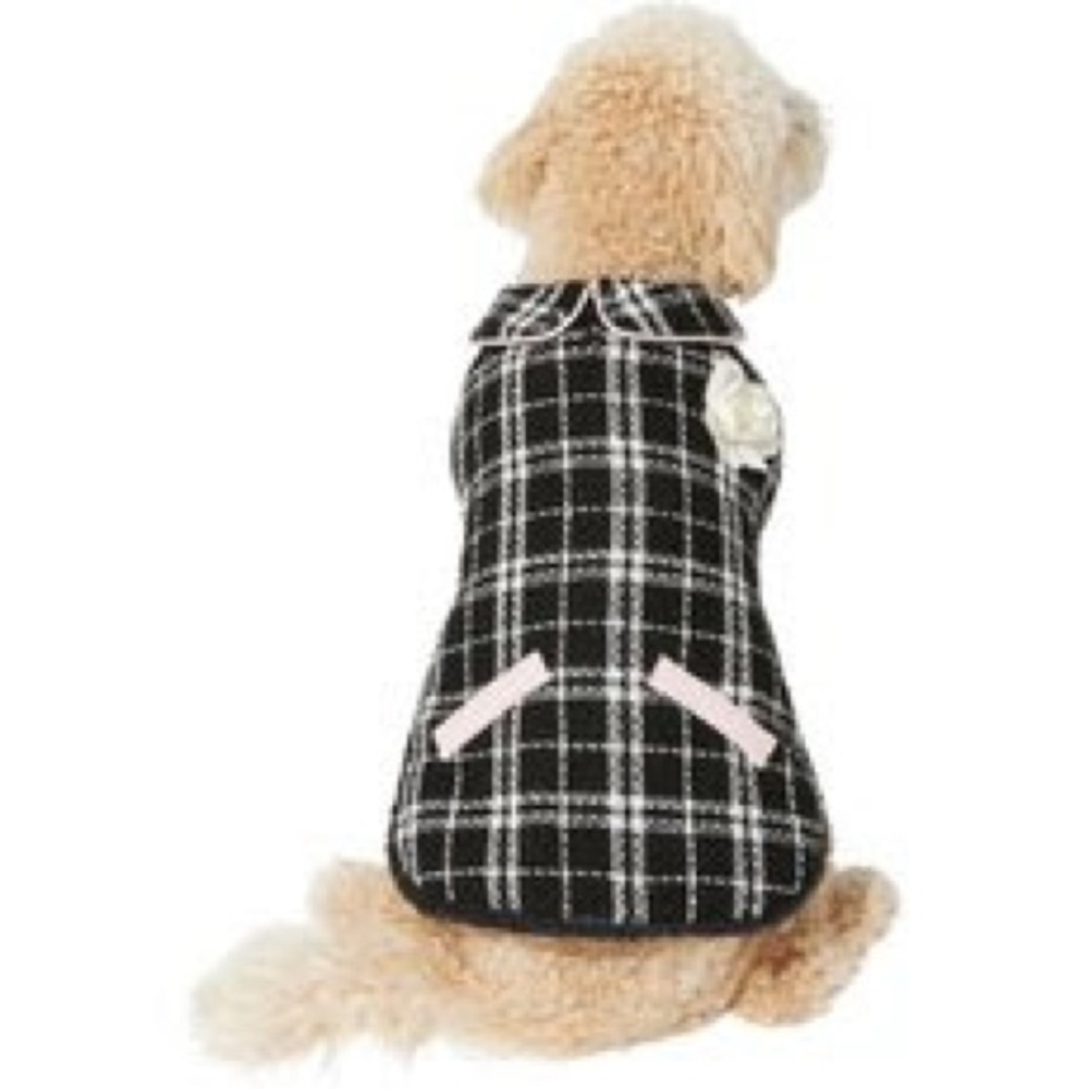 NEW Plaid Black and White Dog Coat